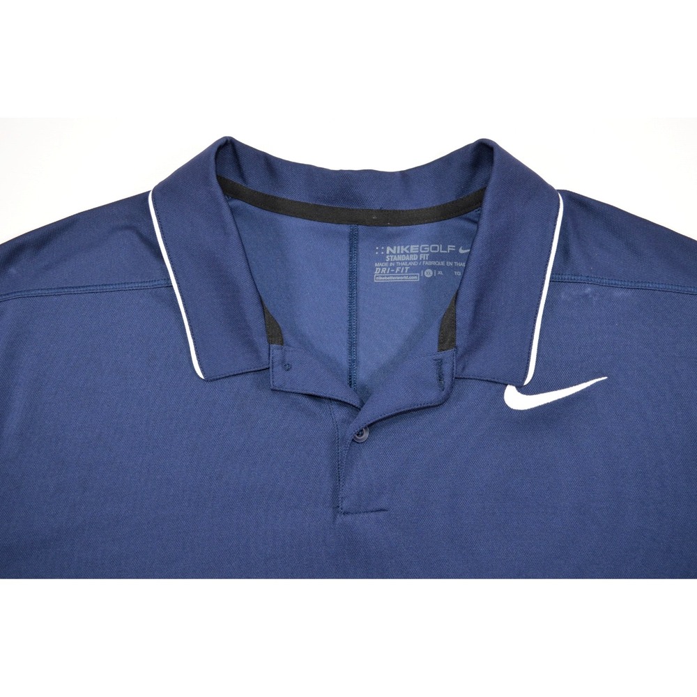 Nike Golf Dri Fit Navy Blue Polo Shirt Men's XL‎ White Swoosh